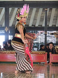 Golek Ayun-Ayun Dance performance accompanied by gamelan ensemble at Bangsal Sri Manganti Keraton Yogyakarta.