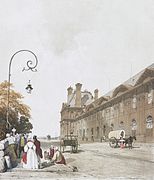 Pavillon de Flore and western part of the Grande Galerie in the 1830s, lithograph by Thomas Shotter Boys