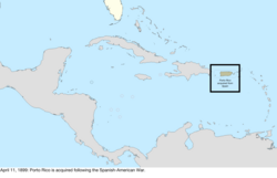Map of the change to the United States in the Caribbean Sea on April 11, 1899
