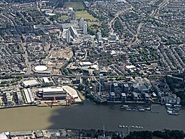 Wandsworth from above with the River Thames