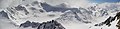 Panorama image of Austrian mountain Wildspitze used as background. This image is itself a photomontage from four different pictures mounted together with stitching software.