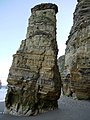 The 'Lot's wife' sea-stack, Marsden Bay, South Shields, North East England, United Kingdom located on the North Sea coast