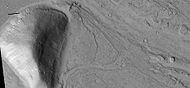 Layers around streamlined knob, as seen by HiRISE under HiWish program