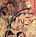 Cave 17: foreigners on horses attending the Buddha[301]