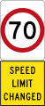 New 70 km/h Speed Limit (used in South Australia)