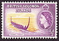 Image 13A 1956 half penny stamp of the British Solomon Islands