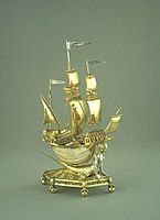 The Burghley Nef, silver-gilt (with sections ungilded), and nautilus shell, 1527–28, France, V&A Museum