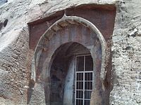 Entrance of Rockcut cave temple (Similar style as Barabar Caves) at Guntupalle, Andhra Pradesh