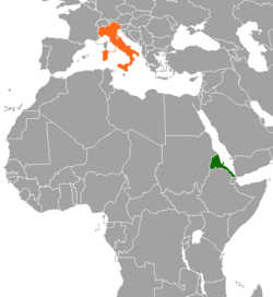 Map indicating locations of Eritrea and Italy