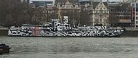 HMS President, painted by Tobias Rehberger in 2014 to commemorate the use of dazzle in World War I