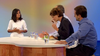 Hanni Rützler tests the world's first cultured meat hamburger on television in 2013