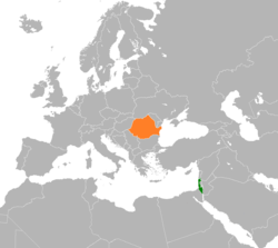Map indicating locations of Israel and Romania