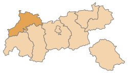 Lage des Bezirks Bezirk Reutte im Bundesland Tirol (anklickbare Karte)