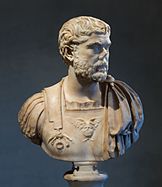 Roman bust of an armoured man about 130 AD.