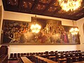 New Town Hall Munich, Large Conference Hall with the painting "Monachia" by Karl von Piloty from the years 1869-1879, removed in 1952, and rehung in 2004, dimensions: 6 × 17 m, cost of purchase: 50,000 Guilders
