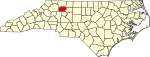 State map highlighting Yadkin County