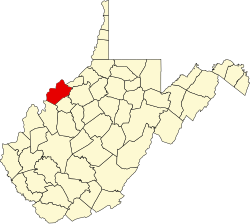 Karte von Wood County innerhalb von West Virginia
