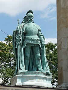 Statue of John Hunyadi at the Heroes' Square, Budapest, Hungary (made by Ede Margó in 1906)