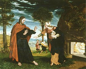 Noli me tangere, possibly 1524–26. Oil and tempera on oak, Royal Collection