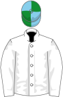 White, sky blue and green collar and quartered cap