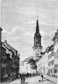 Klosterstraße mit Parochialkirche 1814