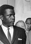 Sidney Poitier (1927–2022), pictured in 1963, was the first Black movie star and the first Black male winner of the Academy Award for Best Actor in 1964.