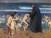 Joaquín Sorolla y Bastida, Sad Inheritance, 1900. Crippled children bathing at the sea in Valencia