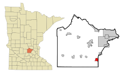 Location of the city of Delano within Wright County, Minnesota