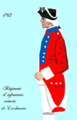 Uniform the regiment in 1762 showing the old dark blue facings and white cuffs.
