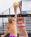 Image 16Open-handed tips/dinks are not allowed. Players may instead use their knuckles to attack the ball for a "pokey" shot. (from Beach volleyball)