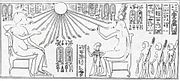 Königliche Familienszene aus dem Grab, Echnaton mit seiner Mutter Teje