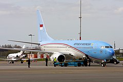 Boeing 737-800 Indonesia One in Amsterdam Airport Schiphol, Netherlands.