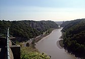 The Avon Gorge and Clifton Suspension Bridge, looking south from the Downs