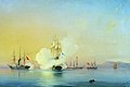 The battle of frigate Flora against Turkish steamships near Pitsunda on 11 November 1853 (1854 painting)