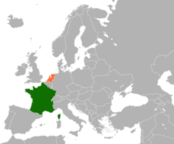 Map indicating locations of France and Netherlands