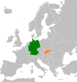 Map indicating locations of Germany and Slovakia