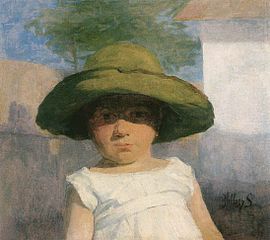 Girl with a Large Green Hat, ca. 1900