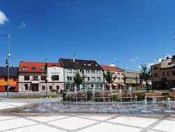 Town square with the town hall
