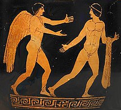 Zephyrus and Hyacinthus red-figure, 440-420 BC.