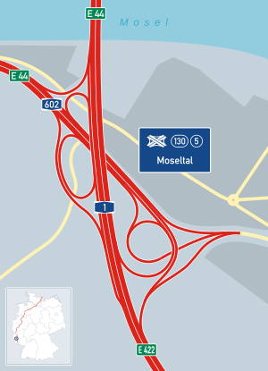 Übersichtskarte Autobahndreieck Moseltal
