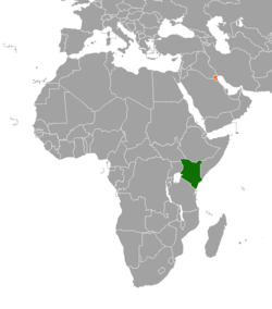 Map indicating locations of Kenya and Kuwait