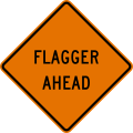 CW20-7a Flagger ahead (text sign)