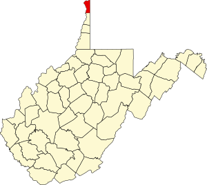 Map of West Virginia highlighting Hancock County