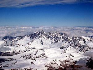 Südflanke des Mount Waddington mit Quell- und Tributärgletschern des Franklin-Gletschers