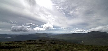 Lough Dan, Scarr, and Tonelagee, from Mullaghcleevaun