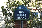 Straßenschild Rue Irénée-Blanc