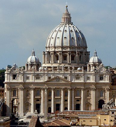 St. Peter's Basilica with Maderno's façade and Michelangelo's Dome.