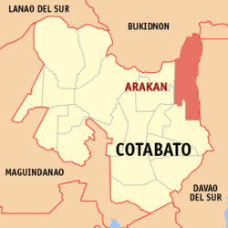 Map of Cotabato with Arakan highlighted