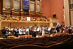 Krzysztof Penderecki and the Sinfonia Varsovia, rehearsal. Prague Autumn International Music Festival 2008.