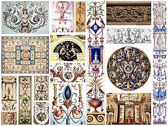 Renaissance grotesque motifs in assorted formats